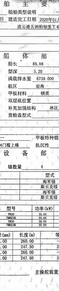 后架甲板船参考载货量5000吨，